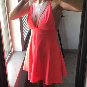 Bright Pink Strappy Fit & Flare Dress